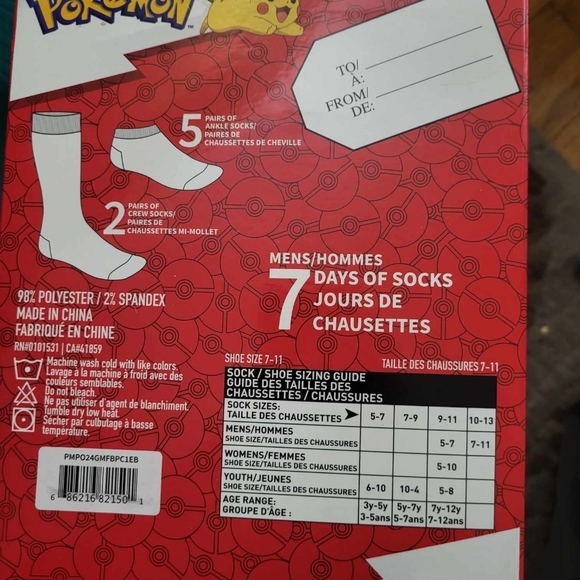 BNIB POKEMON 7 DAYS OF SOCKS - Picture 1 of 2